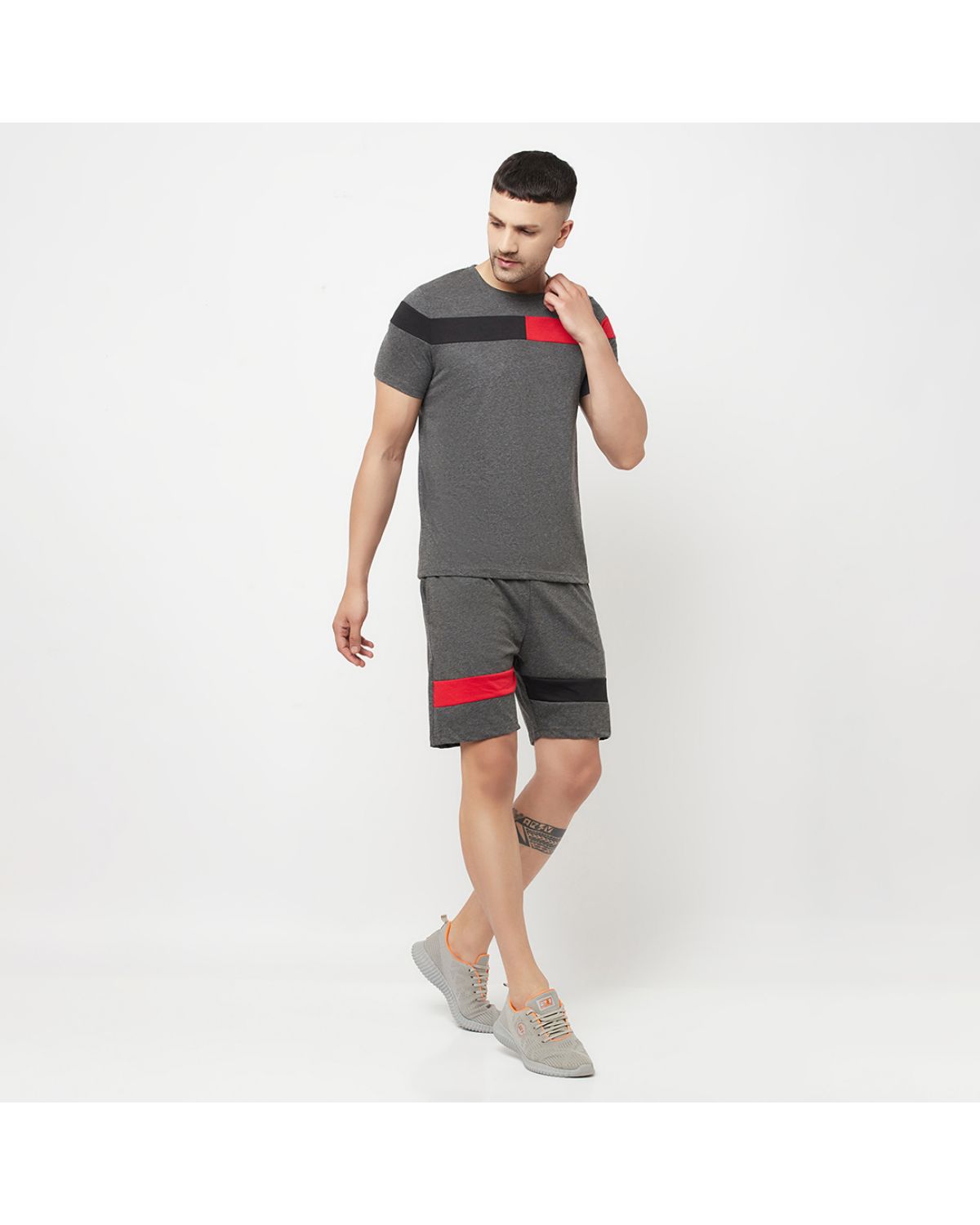 Stripes Knee Length Shorts & Stripes Half Sleeve T-shirts For Men's
