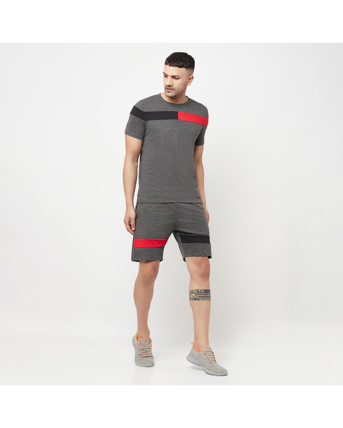 Stripes Knee Length Shorts & Stripes Half Sleeve T-shirts For Men's